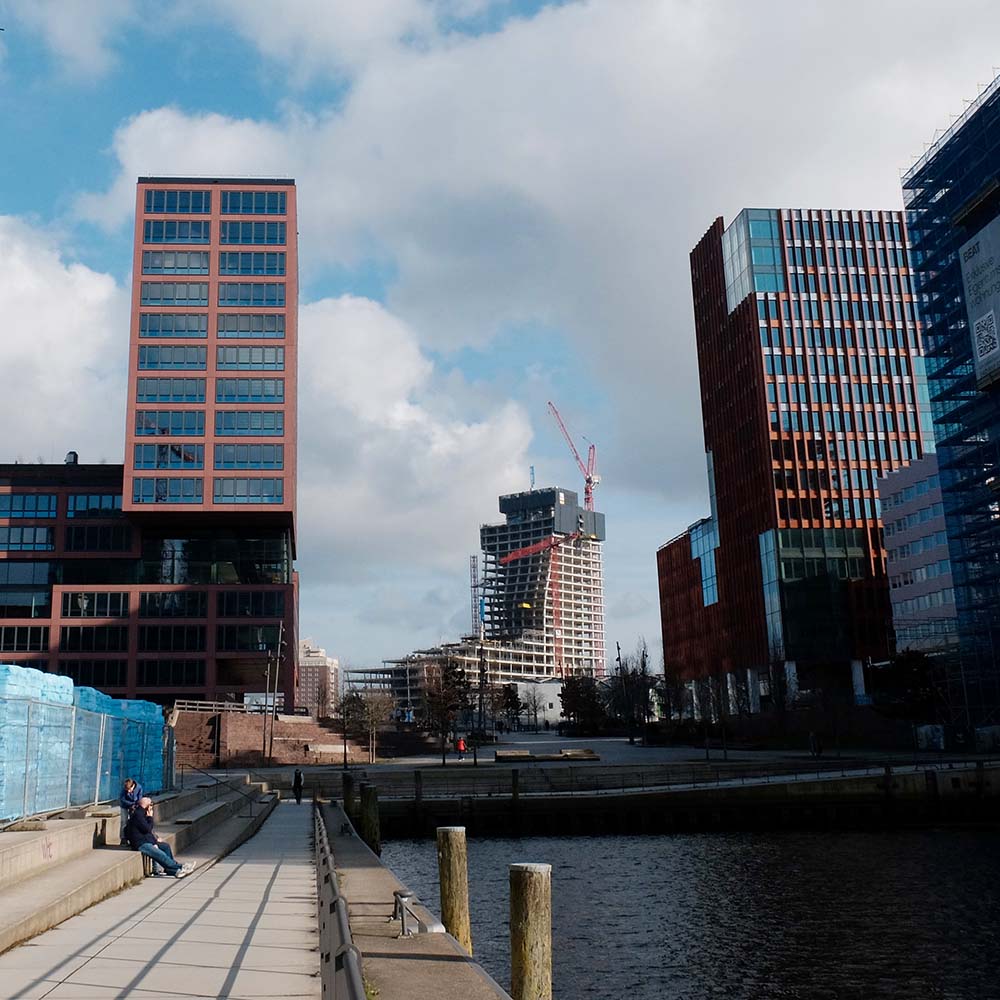 Ansicht des Edge Elbside und Hafencity Hamburg
